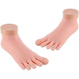 Krofaue Practice Fake Foot Model 1 Pair Flexible Soft Silicone Prosthetic Manicure Tool for Nail Art Training