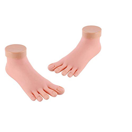  Krofaue Practice Fake Foot Model 1 Pair Flexible Soft Silicone Prosthetic Manicure Tool for Nail Art Training