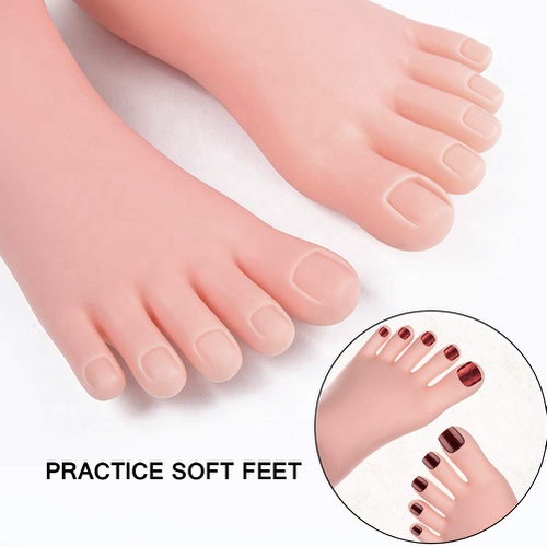 Krofaue Practice Fake Foot Model 1 Pair Flexible Soft Silicone Prosthetic Manicure Tool for Nail Art Training
