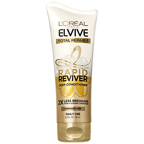  LOreal Paris Elvive Total Repair 5 Rapid Reviver Deep Conditioner, Repairs Damaged Hair, No Leave-In Time, Heat Protectant, with Damage Repairing Serum and Protein, 6 oz.