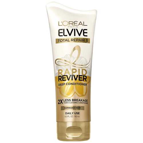  LOreal Paris Elvive Total Repair 5 Rapid Reviver Deep Conditioner, Repairs Damaged Hair, No Leave-In Time, Heat Protectant, with Damage Repairing Serum and Protein, 6 oz.