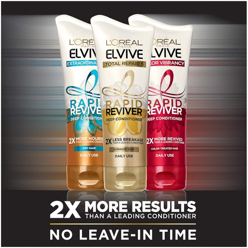  LOreal Paris Elvive Total Repair 5 Rapid Reviver Deep Conditioner, Repairs Damaged Hair, No Leave-In Time, Heat Protectant, with Damage Repairing Serum and Protein, 6 oz.