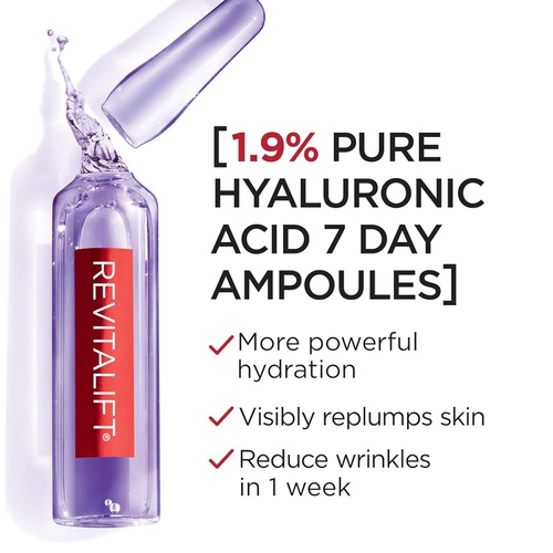  LOreal Paris Revitalift Derm Intensives Hyaluronic Acid Serum Ampoules 7 Day Boost PureHyaluronic AcidAnti-Aging Ampoules to visibly replump skin in 7 days, 7 Ampoules, 0.28 fl;