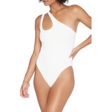 L Space Phoebe Classic One-Shoulder Rib One-Piece Swimsuit_CREAM