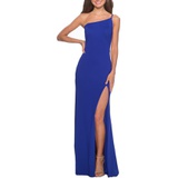 La Femme One-Shoulder Jersey Gown_ROYAL BLUE