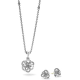 LAGOS Love Knot Stud Earrings & Pendant Necklace Set_Silver