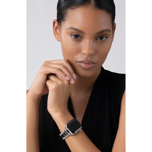  LAGOS Smart Caviar Black Ceramic & Stainless Steel Watchband for Apple Watch_SILVER/ BLACK CERAMIC