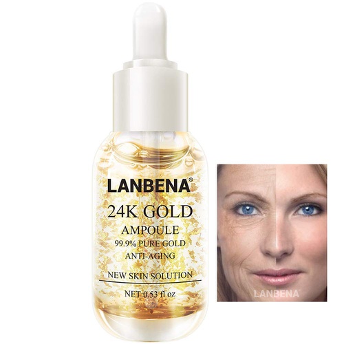  LANBENA 24K Gold Collagen Ampoule Lifting Serum for Improving Skin +Moisturizing + Firming Flexible + Anti Aging Anti Wrinkle (0.53 fl oz)