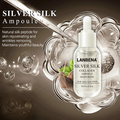  LANBENA Face Skin Silver Silk Collagen Ampoule Serum for Tightening Pores+Repairing Wrinkle Fine Lines+Moisturizing Nourishing+Anti-Aging and Anti-Oxidation (Silver)