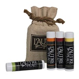 USA MERCHANT- All Natural Luxury Lip Balm with Natural Beeswax by LAUTRE PEAU - Dry Chapped Lips Treatment with Moisturizer | Decadence Gift Set | Asian Pear, Acai Berry, Honey & P