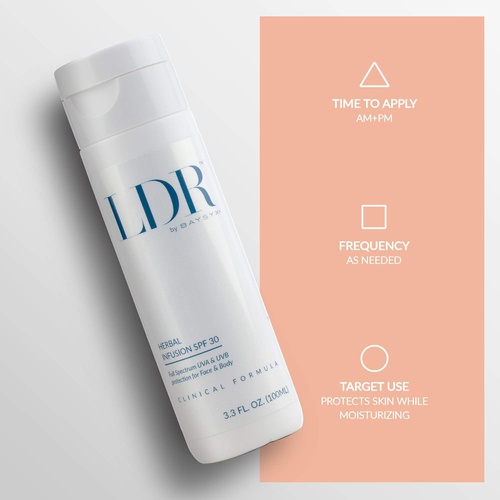  LDR by Baysyx - Herbal Infusion SPF 30 Sunscreen (3.3 Oz) | Full Spectrum UVA & UVB Protection for Face & Body | Fortified with Japanese Green Tea Extract | Made in The USA from Na