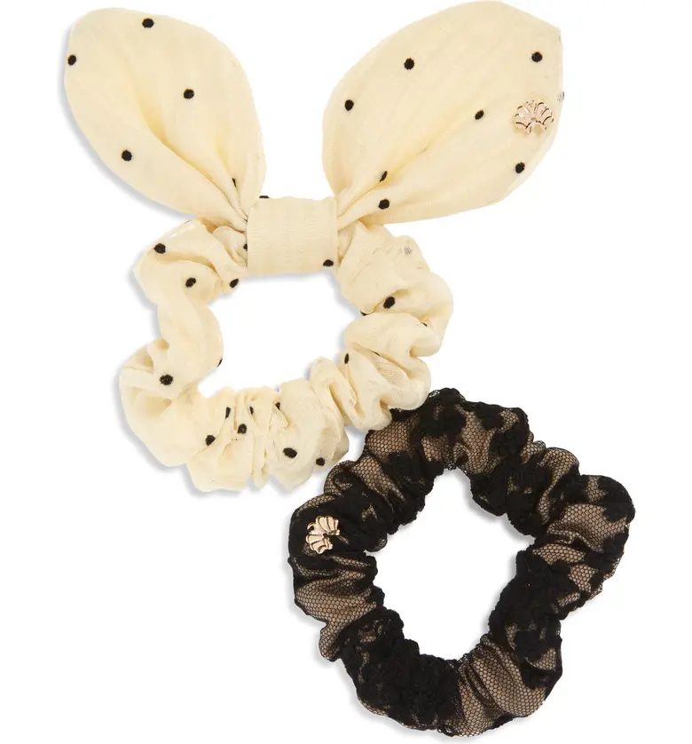Lele Sadoughi Assorted 2-Pack Bow Scrunchies_DOTTED LACE