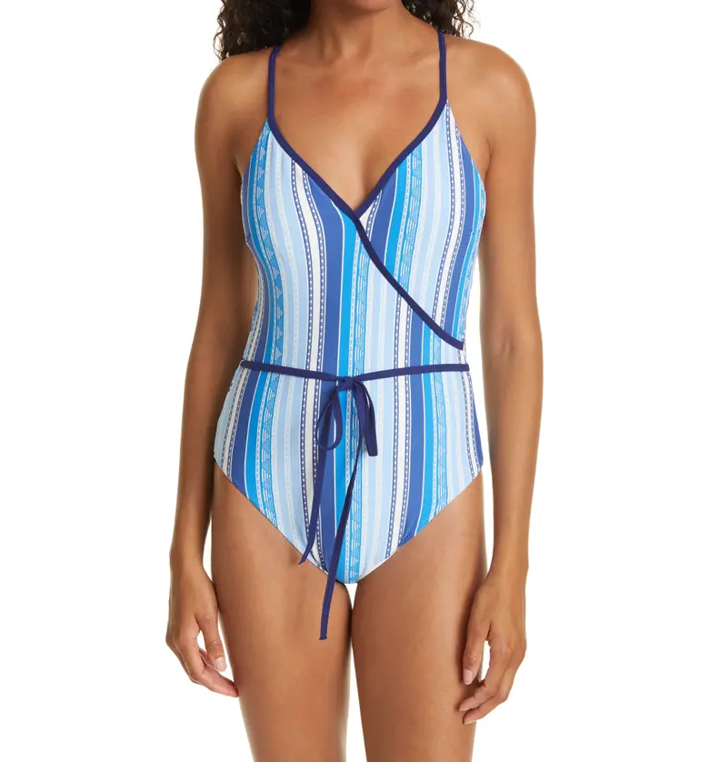 lemlem Eshal Ballet One-Piece Swimsuit_Blue