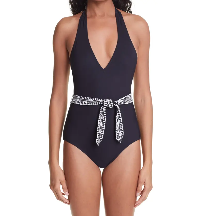 lemlem Sofia Belted One-Piece Swimsuit_BLACK