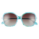 Lilly Pulitzer Norah 55mm Polarized Square Sunglasses_AQUA LA VISTA/ BROWN GRADIENT