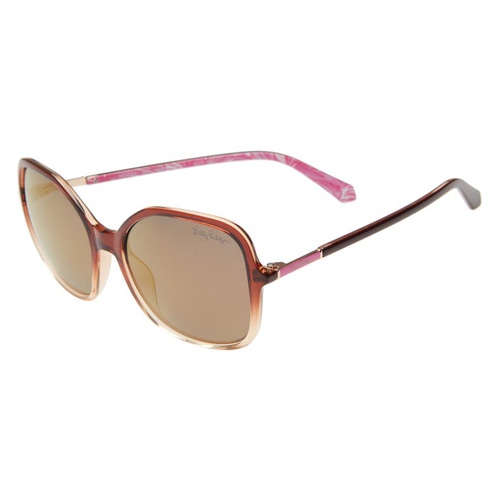  Lilly Pulitzer Norah 55mm Polarized Square Sunglasses_BROWN/ GOLD FLASH MIRROR