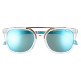 Lilly Pulitzer Lilly Pulitzer Emilia 53mm Polarized Sunglasses_CLEAR/ SHINY GOLD/ BLUE MIRROR