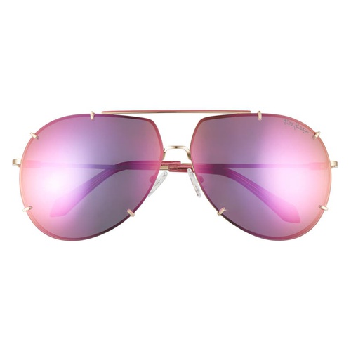  Lilly Pulitzer 66mm Adelia Oversize Polarized Aviator Sunglasses_SHINY GOLD/ GREEN MIRROR