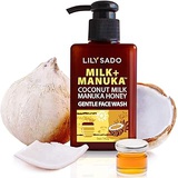 LILY SADO MILK+MANUKA Coconut Milk & Manuka Honey Gentle Face Wash Cleanser - with Coconut + Manuka Honey + Vitamins B5, C +E to Purify, Clarify, Build Collagen, and Minimize Pore