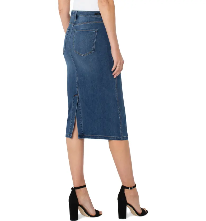  Liverpool Los Angeles Front Yoke Denim Midi Skirt_FOXTAIL