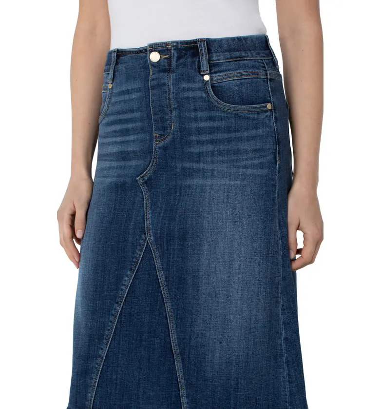  Liverpool Los Angeles Liverpool Gia Glider Denim Midi Skirt_FLAGSTONE