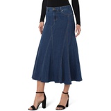 Liverpool Los Angeles Multi Panel Fray Hem Denim Skirt_BRIARWOOD