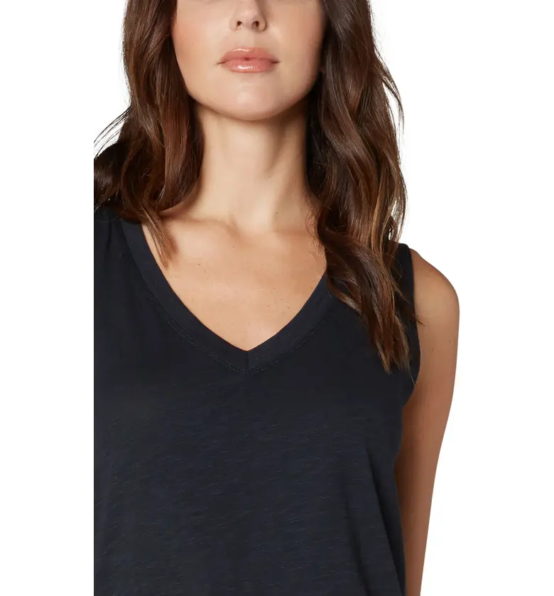  Liverpool Los Angeles V-Neck Cotton & Modal Tank_BLACK