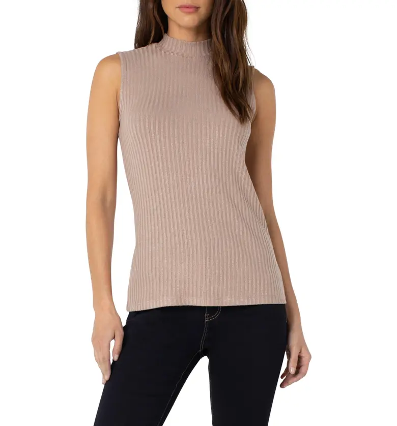 Liverpool Los Angeles Sleeveless Mock Neck Knit Top_SANDSTONE TAN