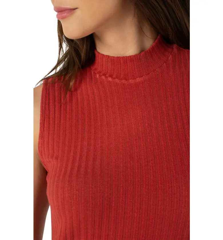  Liverpool Los Angeles Sleeveless Mock Neck Knit Top_RUST RED