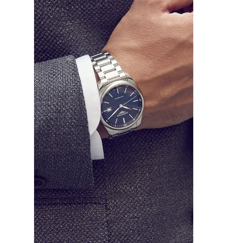  Longines Master Automatic Bracelet Watch, 40mm_SILVER/ BLUE/ SILVER