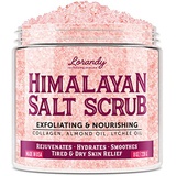Lorandy Himalayan Salt Scrub - Made in USA - Infused with Collagen and Stem Cells - Perfect Body Scrub with Natural Almond & Lychee Oils - Exfoliating Scrub That Rejuvenates, Smoot