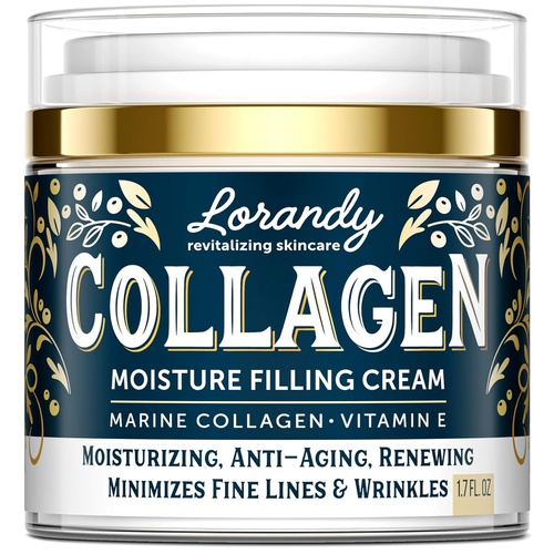  Lorandy Collagen Moisturizer - Made in USA - Potent Marine Collagen & Hyaluronic Acid - Face, Neck & Chest Cream to Reduce Wrinkles & Fine Lines - Anti Aging Effect - Healthy Revit