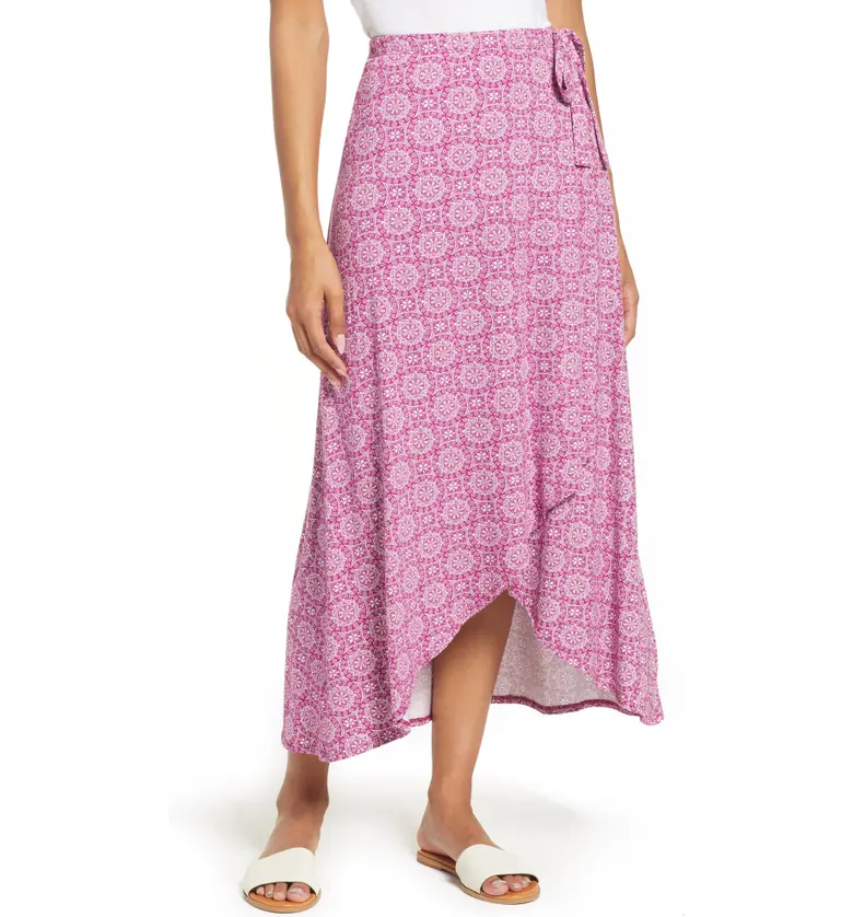 Loveappella High Low Faux Wrap Skirt_MAGENTA
