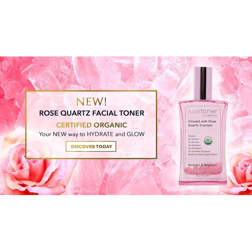  LUXELOTION Luxe Beauty Organic Rose Quartz Facial Toner LuxeToner Infused with Rose Quartz Crystals Hydrate and Brighten