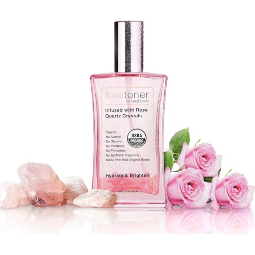  LUXELOTION Luxe Beauty Organic Rose Quartz Facial Toner LuxeToner Infused with Rose Quartz Crystals Hydrate and Brighten