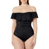 La Blanca Womens Ruffled Bandeau One Piece Swimsuit