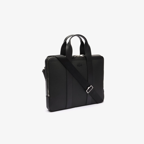 라코스테 Lacoste Mens Chantaco Pique Leather Extra Slim Computer Bag