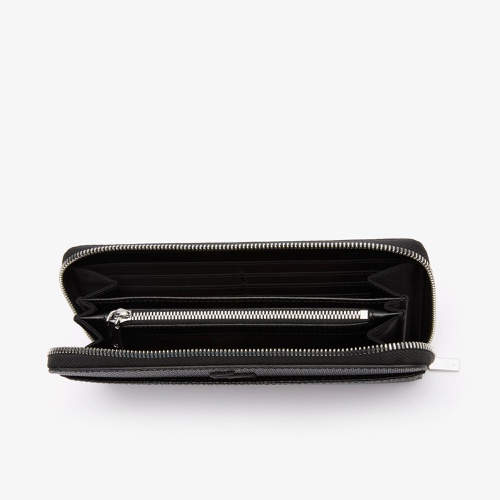 라코스테 Lacoste Unisex Chantaco Zipped Pique Leather Large Wallet