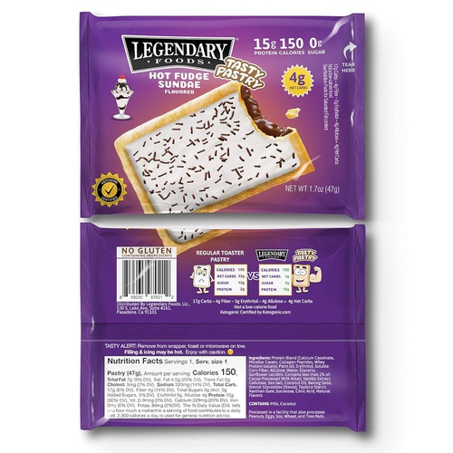  Legendary Foods Tasty Pastry Toaster Pastries | Ideal Low Carb - Keto Breakfast | Zero Sugar | Balanced Keto Snacks to Go | 15g protein | Just Pop in the Microwave! (Hot Fudge Sund