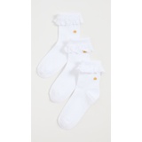 Lele Sadoughi Set of 3 Cindy Ruffle Socks
