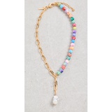 Lele Sadoughi Beaded Pearl Lariat Necklace