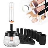 Makeup Brush Cleaner and Dryer, Lemcrvas Professional Electronic Makeup Brushes Spinner Comestic Brushes Cleaning Tool with 8 Rubber Collars, Easy Wash and Fast Dry (white)