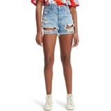 Levis 501 High Waist Ripped Cutoff Denim Shorts_FAULT LINE