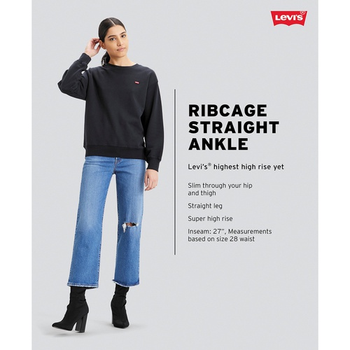 리바이스 Womens Ribcage Ultra High Rise Straight Ankle Jeans