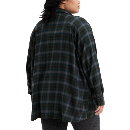 리바이스 Trendy Plus Size Harrison Plaid Button-Down Raglan Shirt