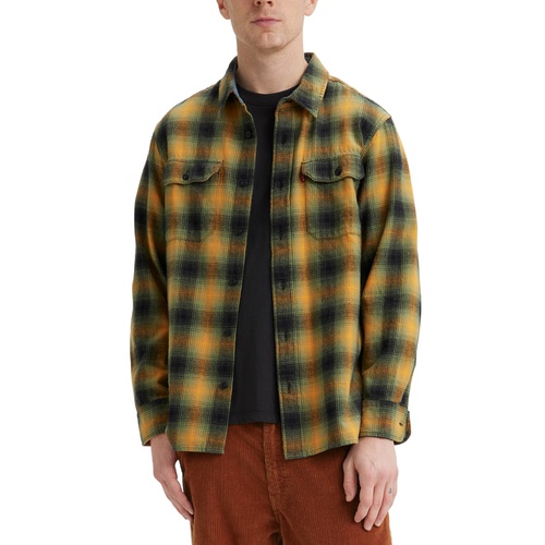 리바이스 Mens Relaxed Fit Button-Front Flannel Worker Overshirt