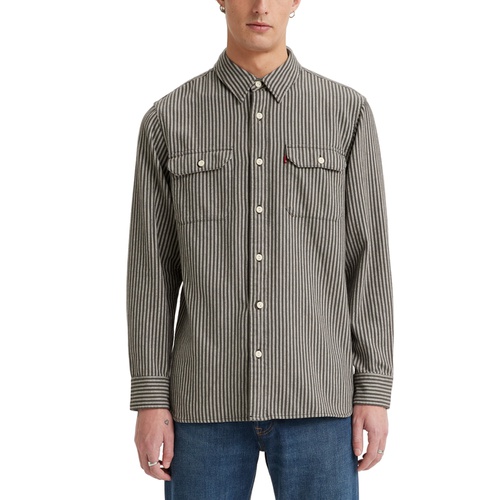 리바이스 Mens Relaxed Fit Button-Front Flannel Worker Overshirt