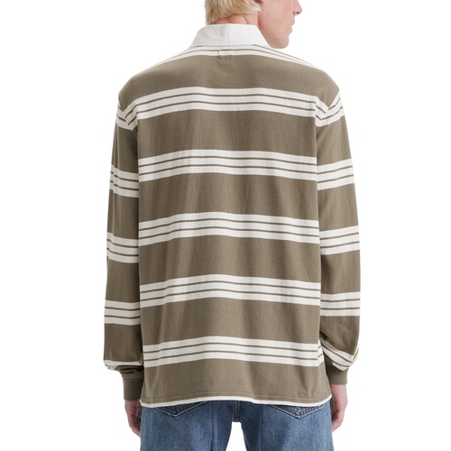 리바이스 Mens Classic-Fit Striped Long Sleeve Rugby Shirt