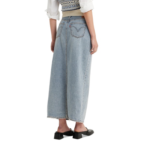 리바이스 Womens Cotton Denim Front-Slit Ankle Column Skirt