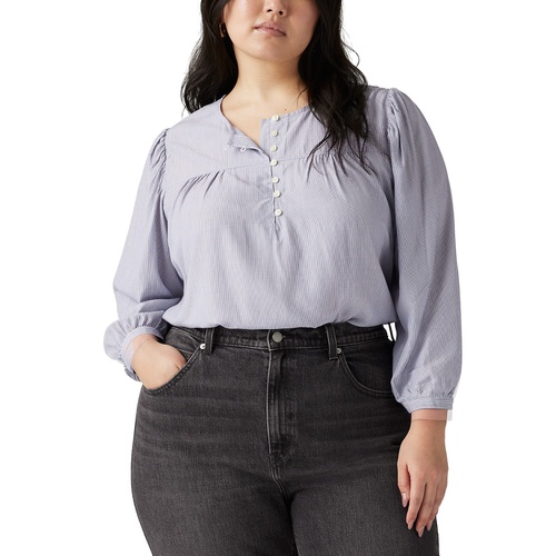 리바이스 Trendy Plus Size Halsey Striped 3/4-Sleeve Blouse